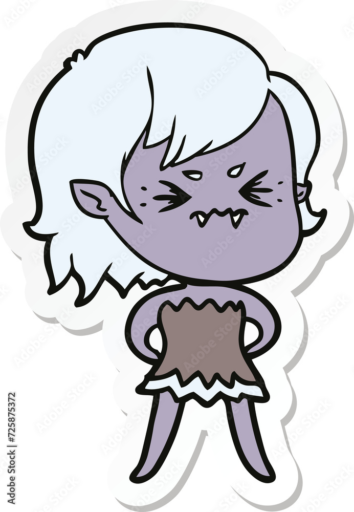 sticker of a annoyed cartoon vampire girl sticker of a annoyed cartoon vampire girl