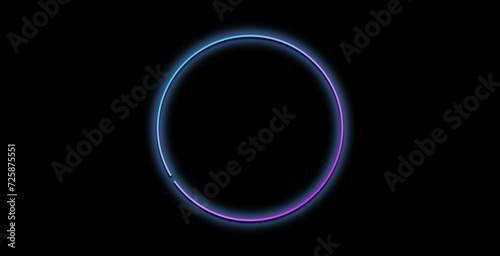 Neon circle glowing geometric shape for banner and advertisement.