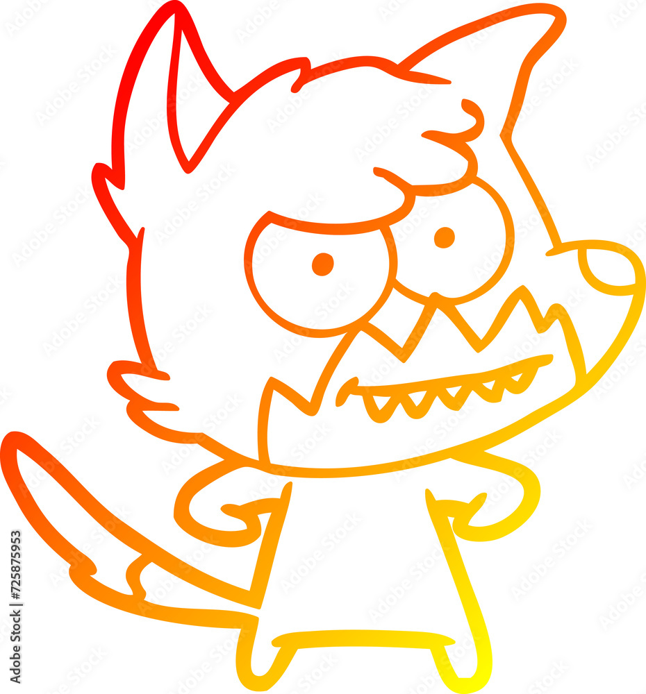 warm gradient line drawing cartoon grinning fox warm gradient line drawing cartoon grinning fox