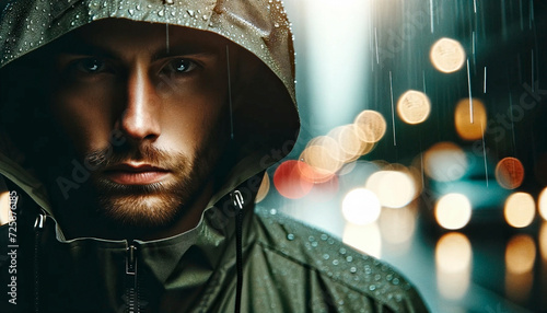 Moody Urban Portrait: A Rain-Soaked Evening in the City