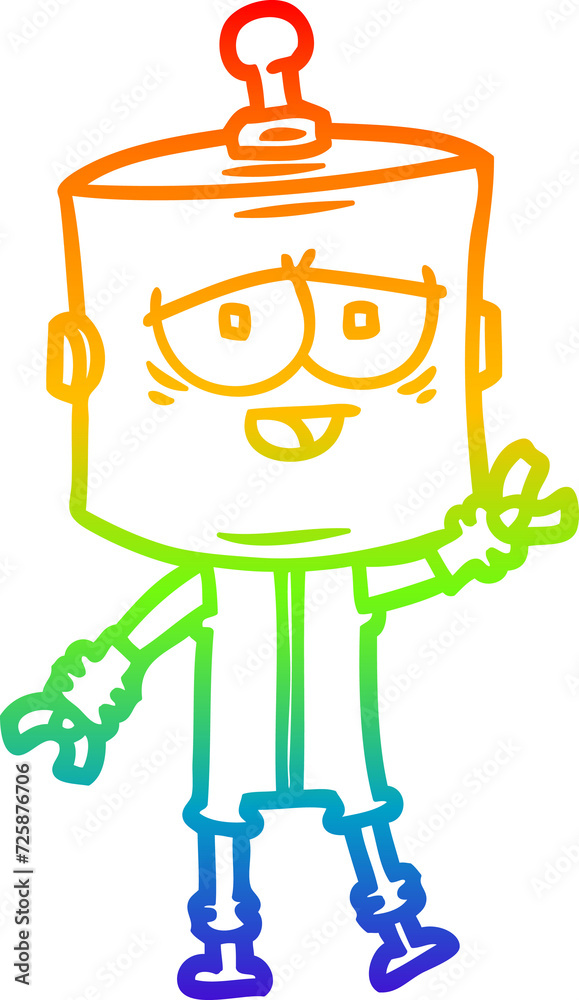 rainbow gradient line drawing cartoon robot rainbow gradient line drawing cartoon robot