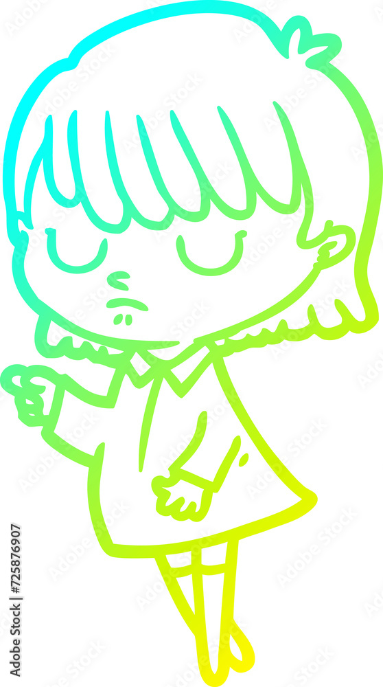cold gradient line drawing cartoon woman cold gradient line drawing cartoon woman