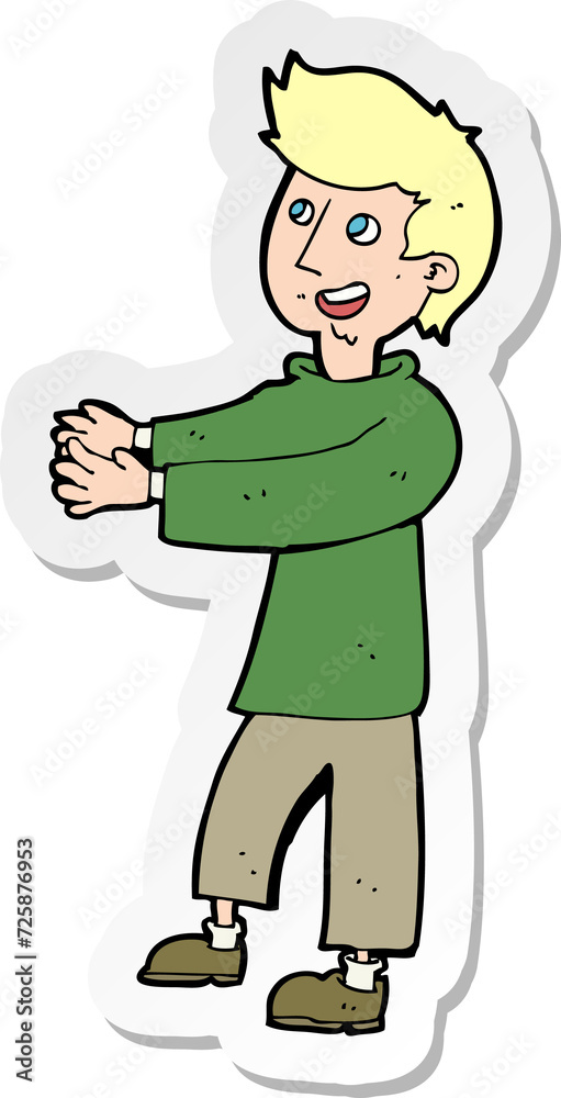 sticker of a cartoon happy man sticker of a cartoon happy man
