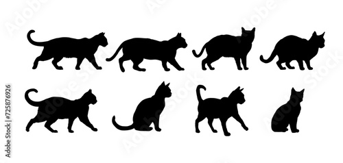  Set of cat silhouette - vector illustration