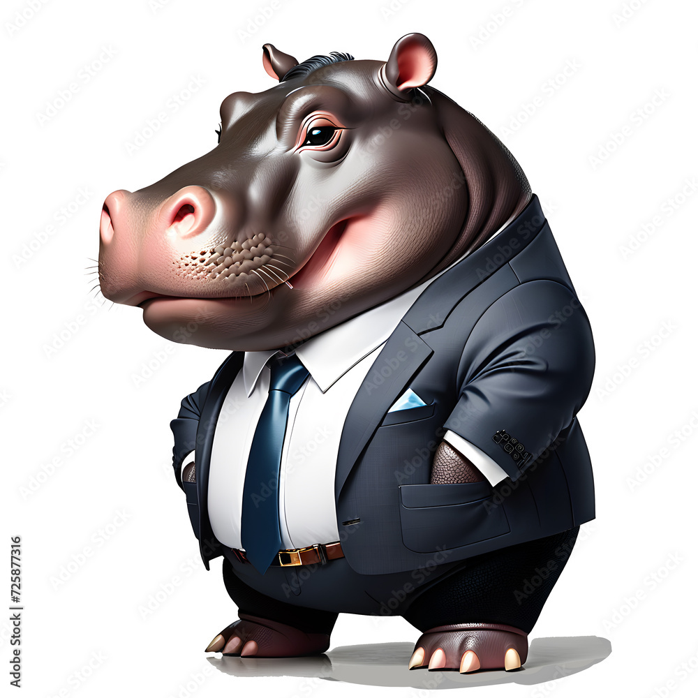 hippo dressed in a business suit
