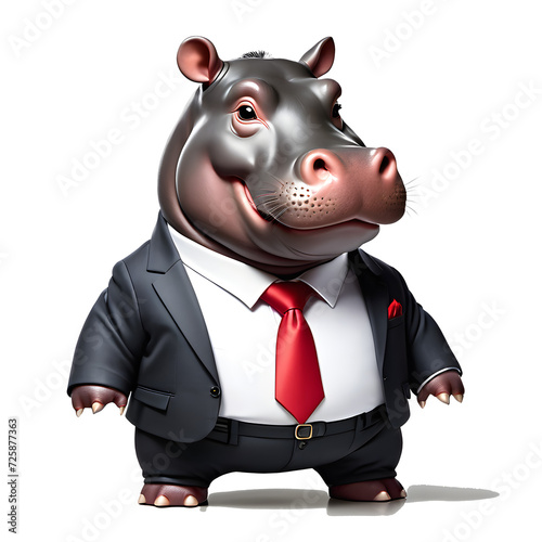 hippo dressed in a business suit