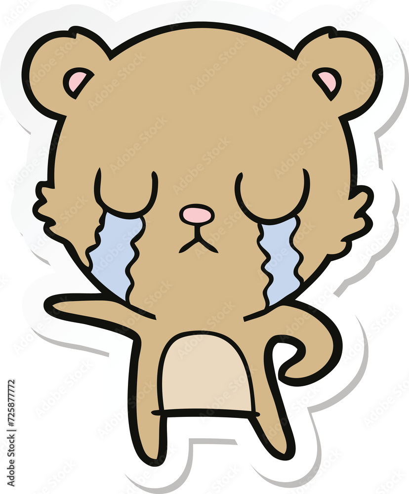 Fototapeta premium sticker of a crying cartoon bear