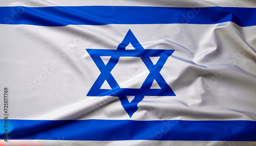 The of a flag of Israel with visible satin texture