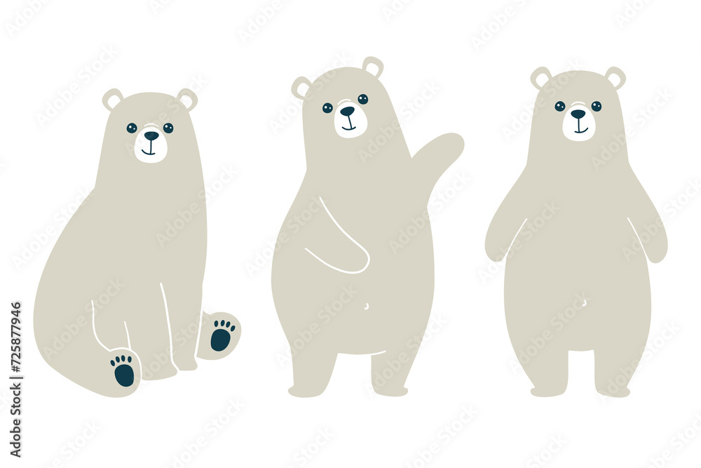 Vector illustration of a cute polar bears. Isolated on white background Vector illustration of a cute polar bears. Isolated on white background