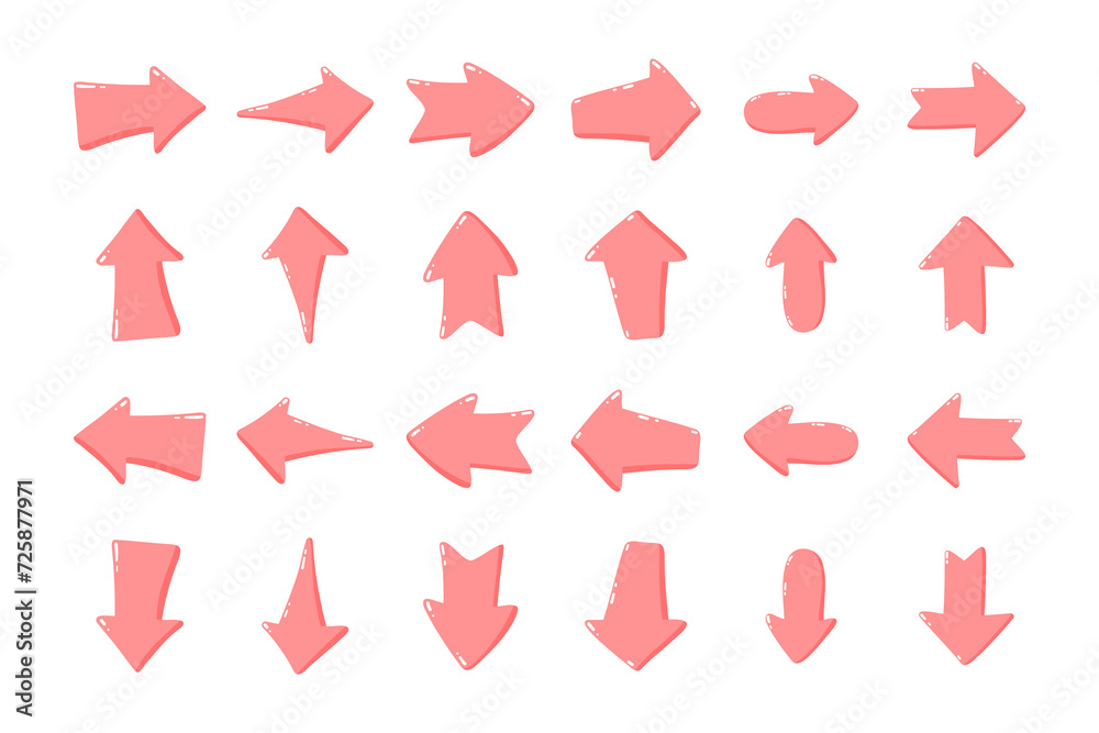 Vector set of illustrations of arrow stickers of different shapes isolated on a white background Vector set of illustrations of arrow stickers of different shapes isolated on a white background