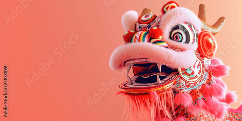 A laughing trendy red chinese dragon celebrating New Year Day.  