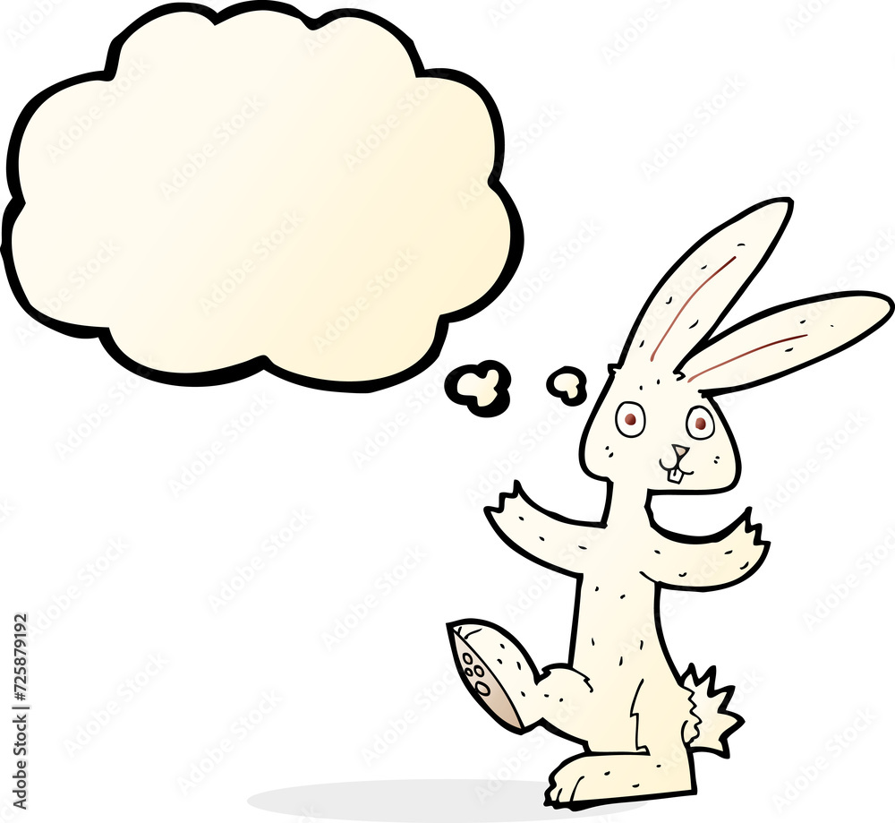 cartoon rabbit with thought bubble cartoon rabbit with thought bubble