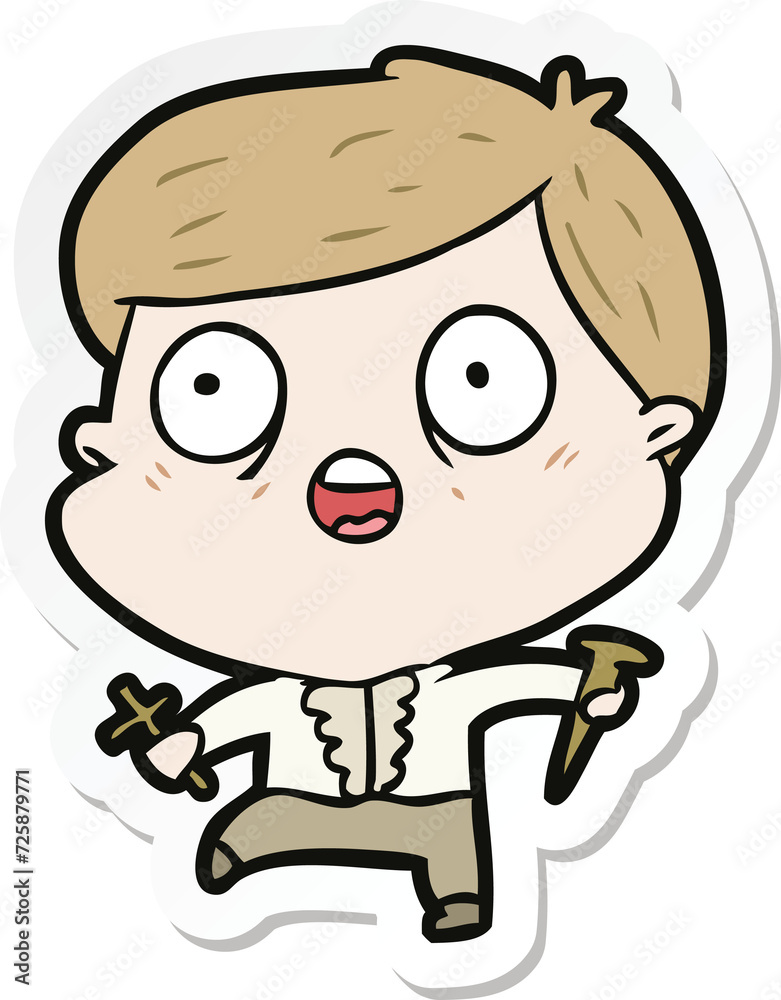 sticker of a cartoon man hunting vampires sticker of a cartoon man hunting vampires