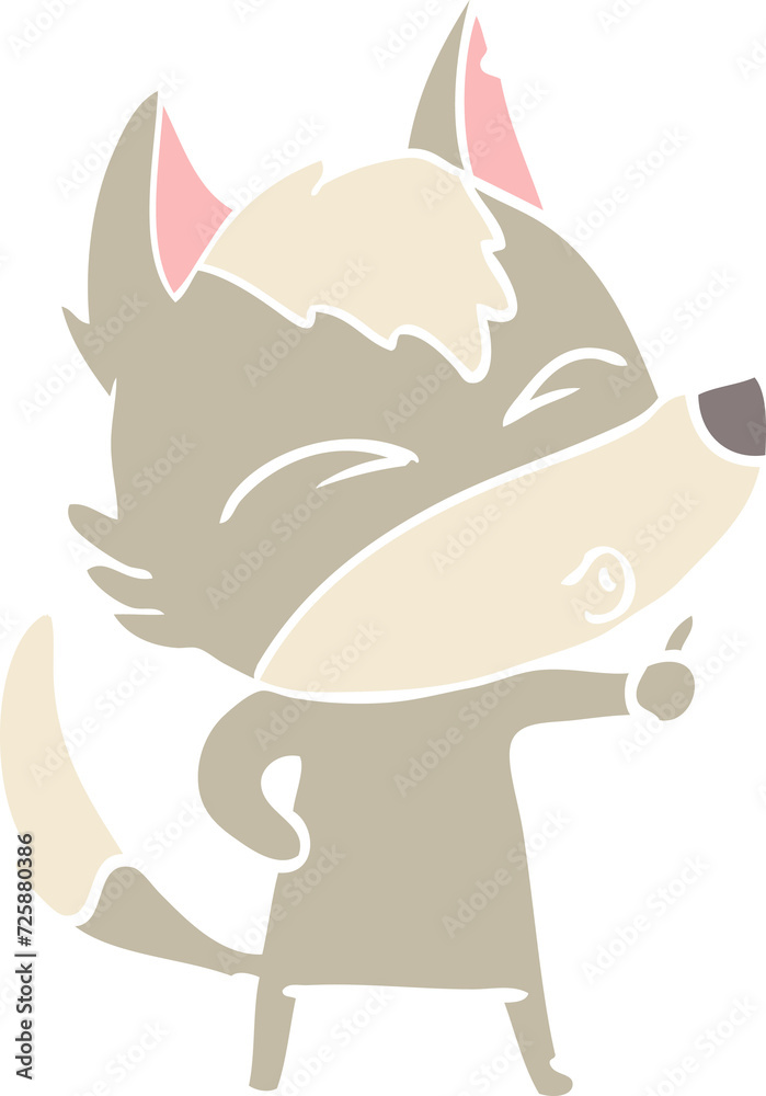 Fototapeta premium flat color style cartoon wolf pouting
