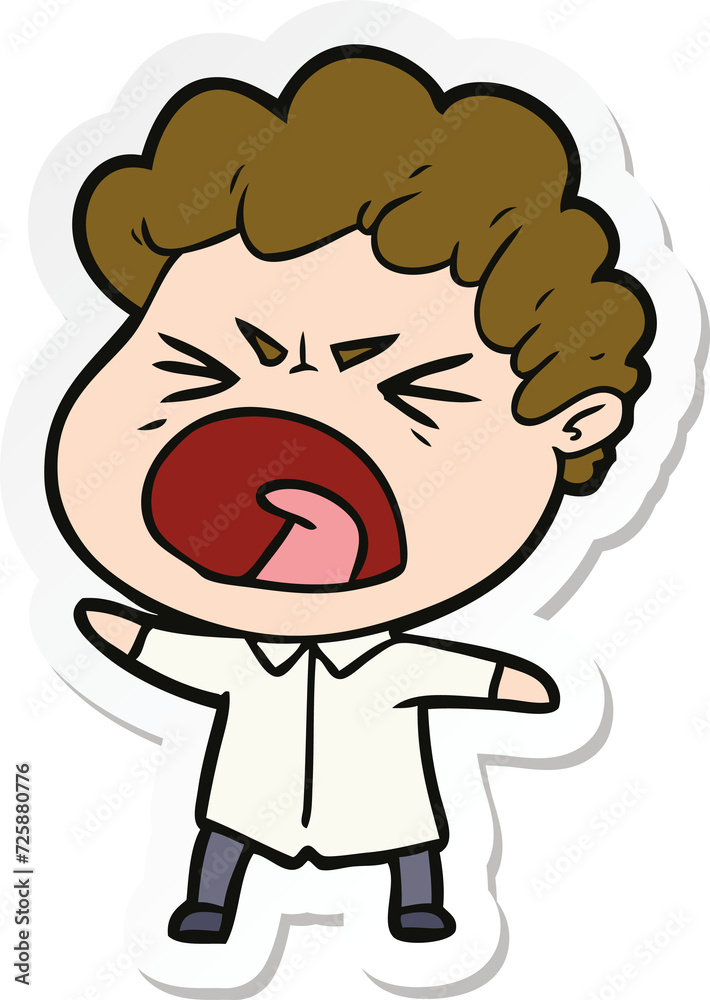 sticker of a cartoon furious man sticker of a cartoon furious man