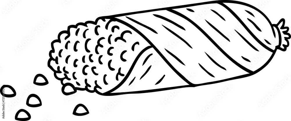 line drawing doodle of fresh corn on the cob Stock Illustration | Adobe ...