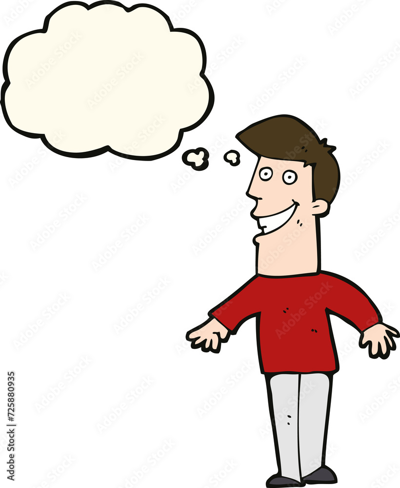 cartoon grinning man with thought bubble cartoon grinning man with thought bubble