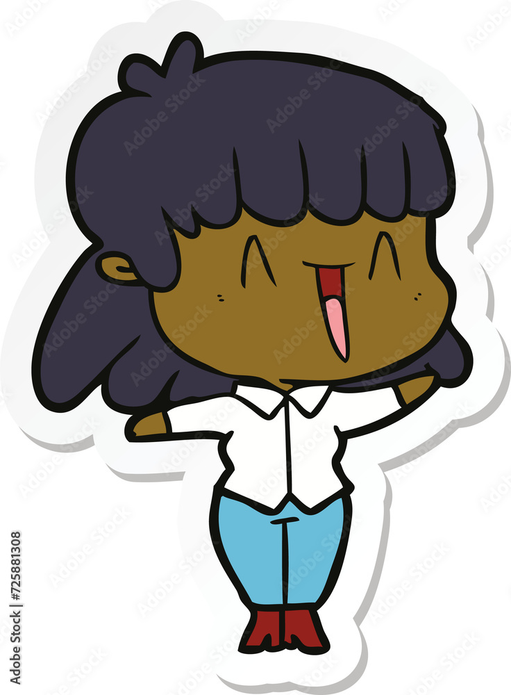 sticker of a cartoon woman