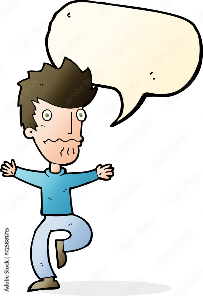 Fototapeta premium cartoon frightened man with speech bubble