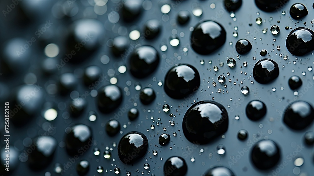 large drops of rain on the water-repellent surface 