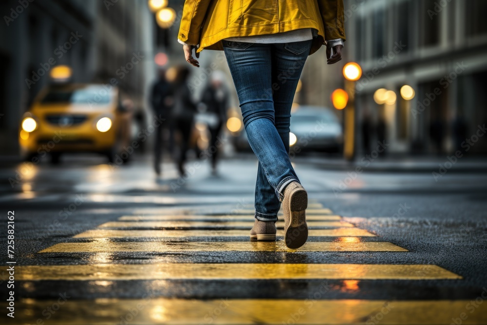 pedestrian at a pedestrian crossing, road safety, road crossing rules