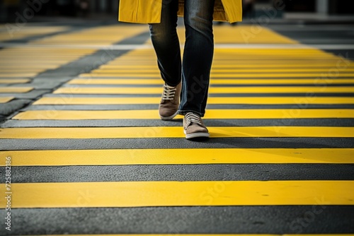 pedestrian at a zebra crossing, road safety, road crossing rules photo