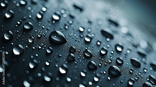 shiny raindrops on the surface of an umbrella, rainy weather