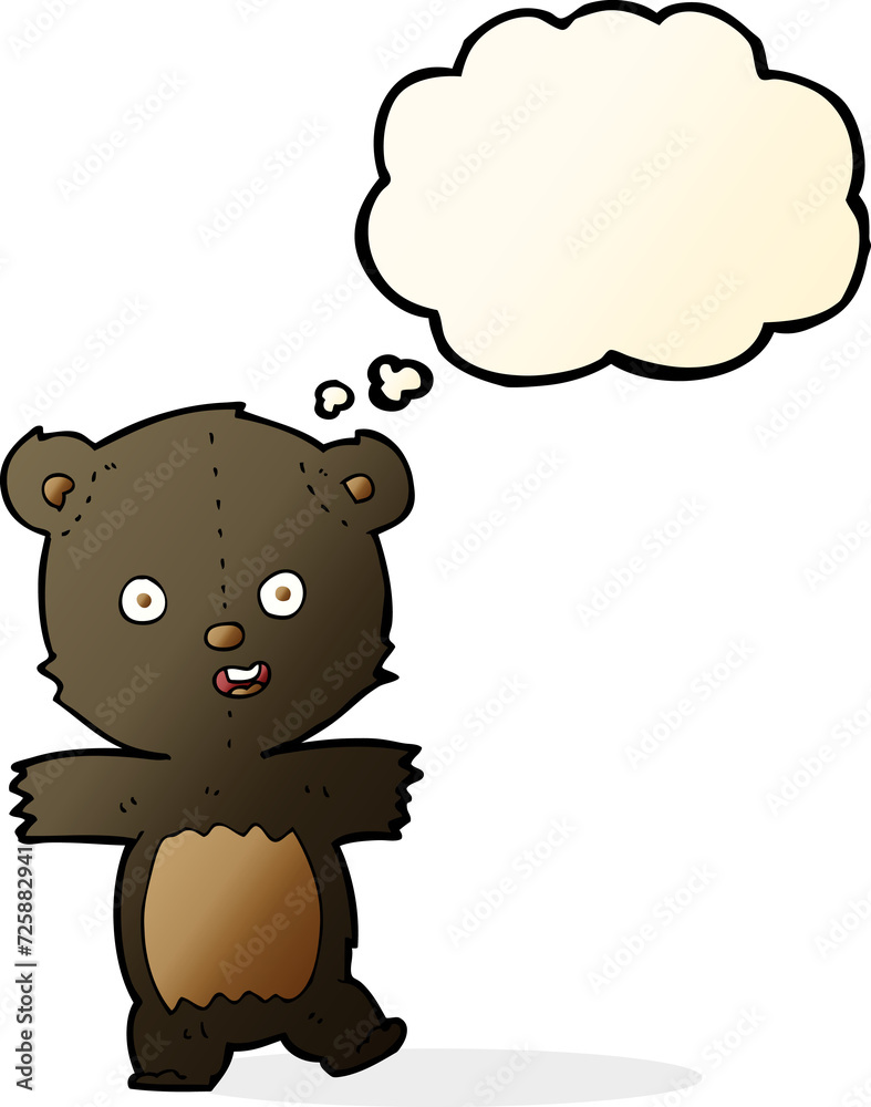 cartoon cute black bear cub with thought bubble cartoon cute black bear cub with thought bubble