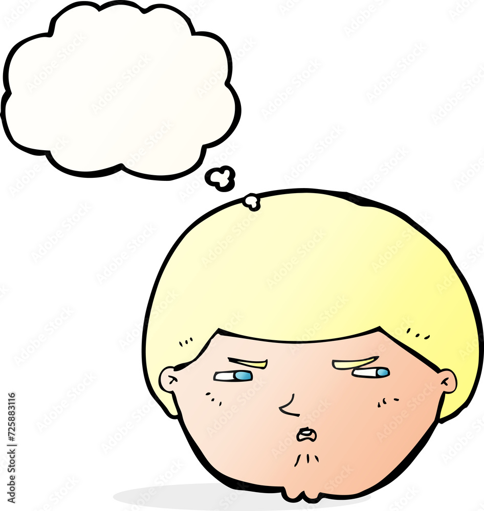 cartoon annoyed man with thought bubble