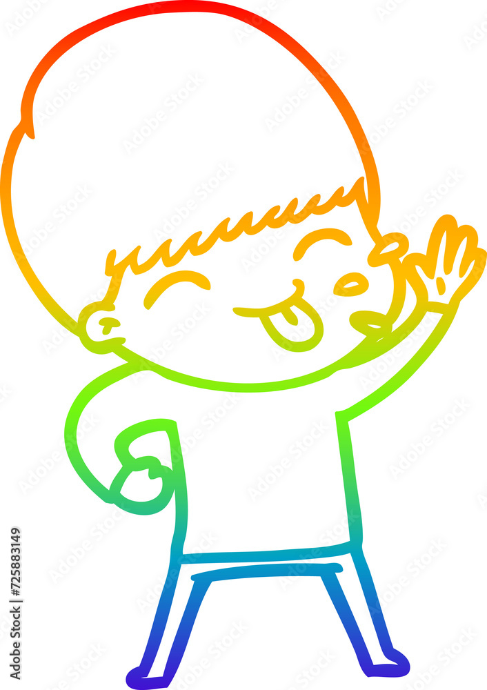 rainbow gradient line drawing happy cartoon boy rainbow gradient line drawing happy cartoon boy