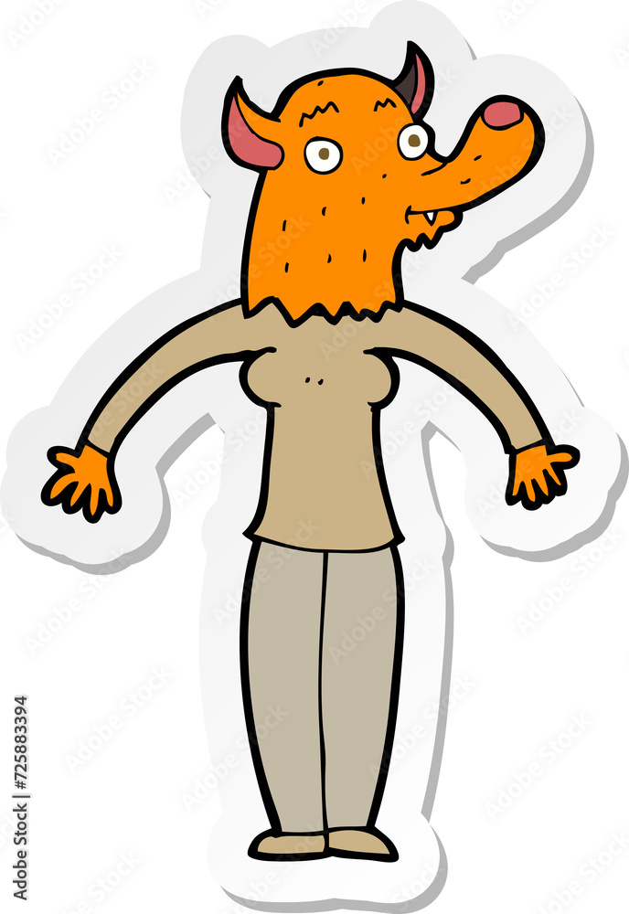 sticker of a cartoon friendly fox woman sticker of a cartoon friendly fox woman