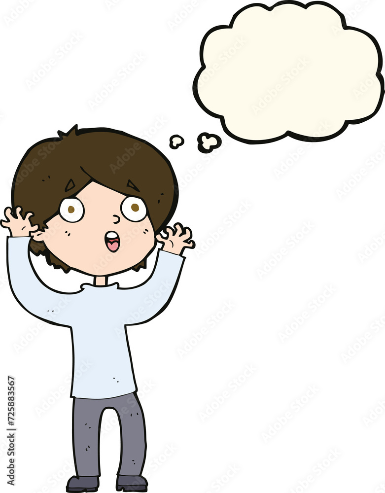 cartoon frightened man with thought bubble cartoon frightened man with thought bubble