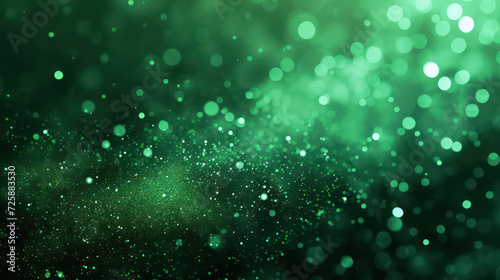 green luxury glitter and bokeh particles, green bokeh background, holiday festival background