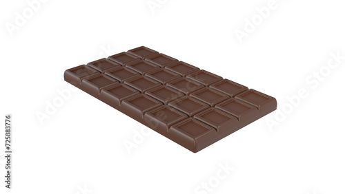 Milk chocolate bar isolated on transparent and white background. Chocolate concept. 3D render