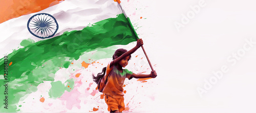 India Flag, Independence day, republic day and 15th August splash background illustration. Generative AI