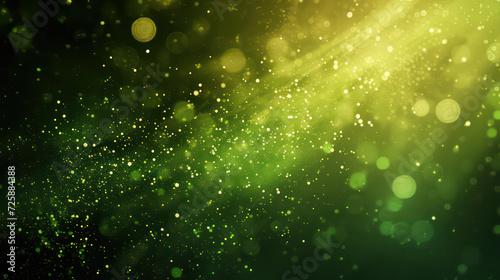 green luxury glitter and bokeh particles, green bokeh background, holiday festival background