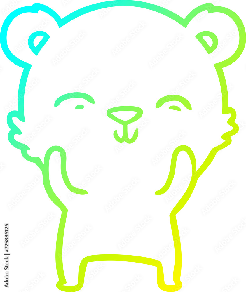 cold gradient line drawing happy cartoon bear cold gradient line drawing happy cartoon bear