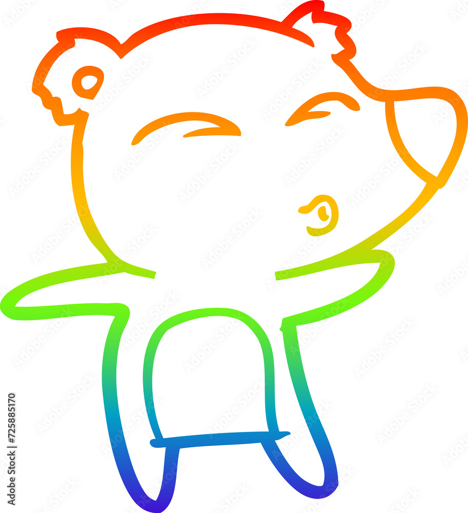 Obraz premium rainbow gradient line drawing cartoon whistling bear