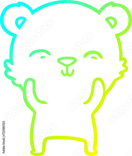 cold gradient line drawing happy cartoon bear