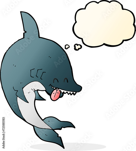 funny cartoon shark with thought bubble