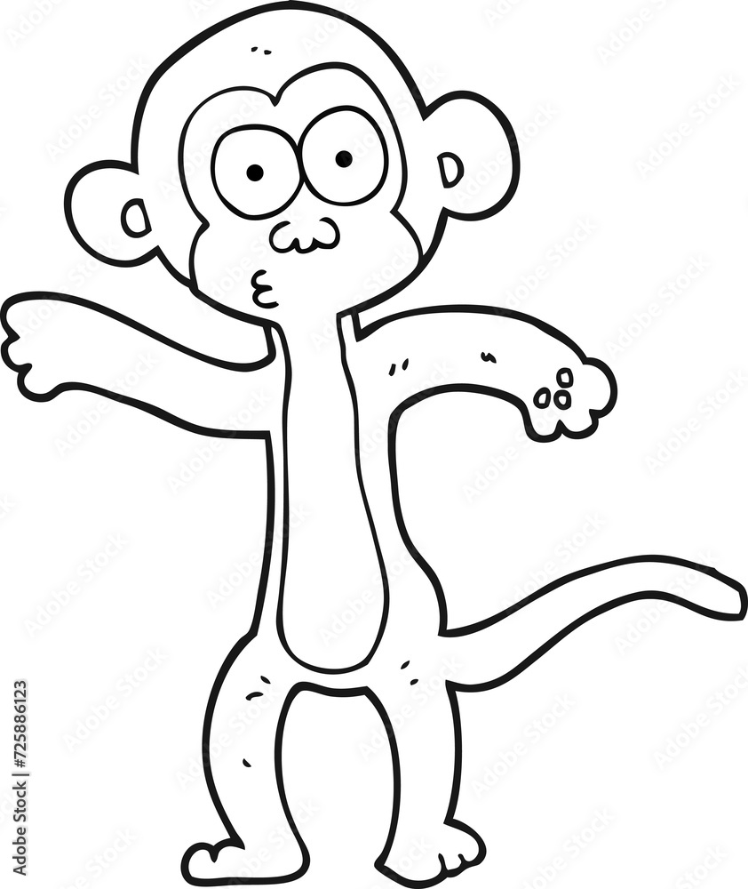 Fototapeta premium black and white cartoon monkey