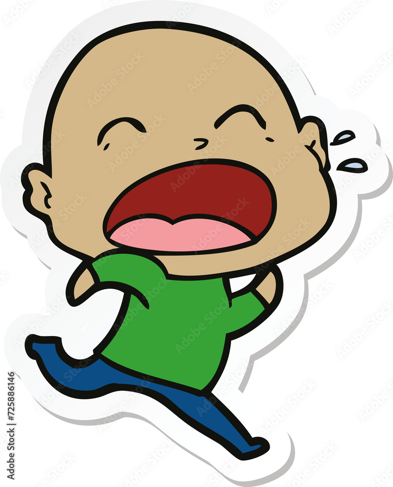sticker of a cartoon shouting bald man sticker of a cartoon shouting bald man
