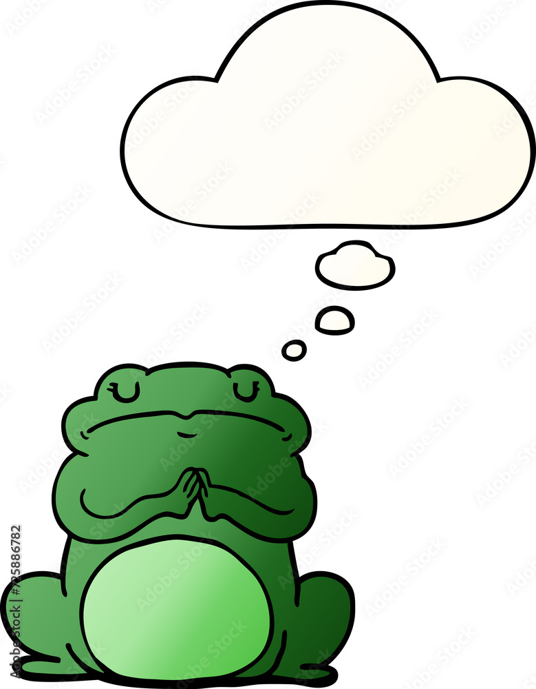 cartoon arrogant frog and thought bubble in smooth gradient style cartoon arrogant frog and thought bubble in smooth gradient style