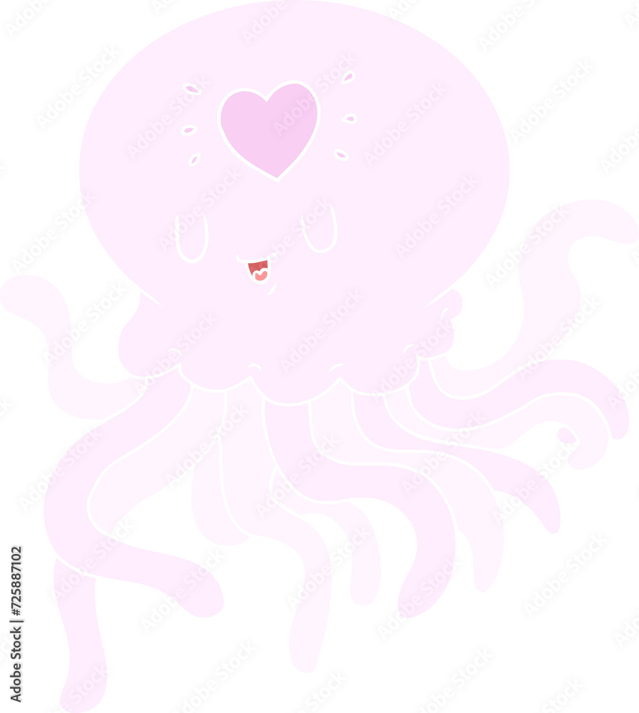 flat color style cartoon jellyfish in love flat color style cartoon jellyfish in love