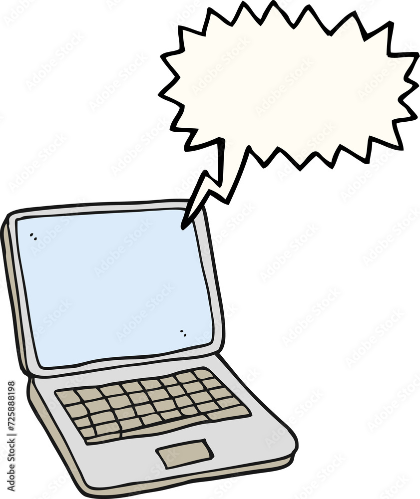 speech bubble cartoon laptop computer speech bubble cartoon laptop computer