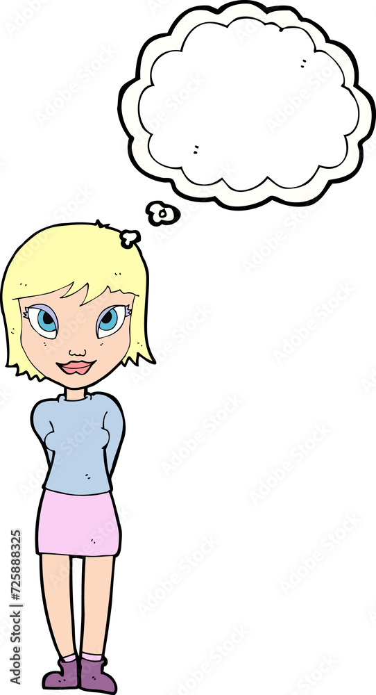 cartoon pretty girl with thought bubble cartoon pretty girl with thought bubble