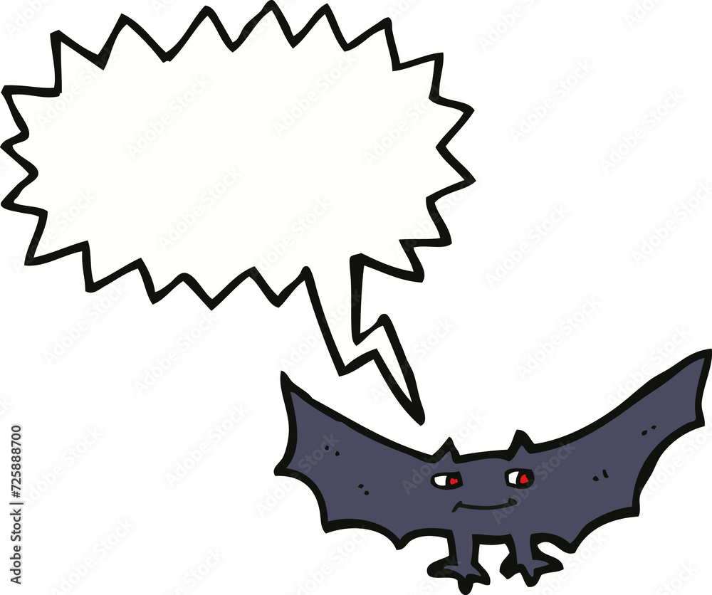 Fototapeta premium cartoon spooky vampire bat with speech bubble