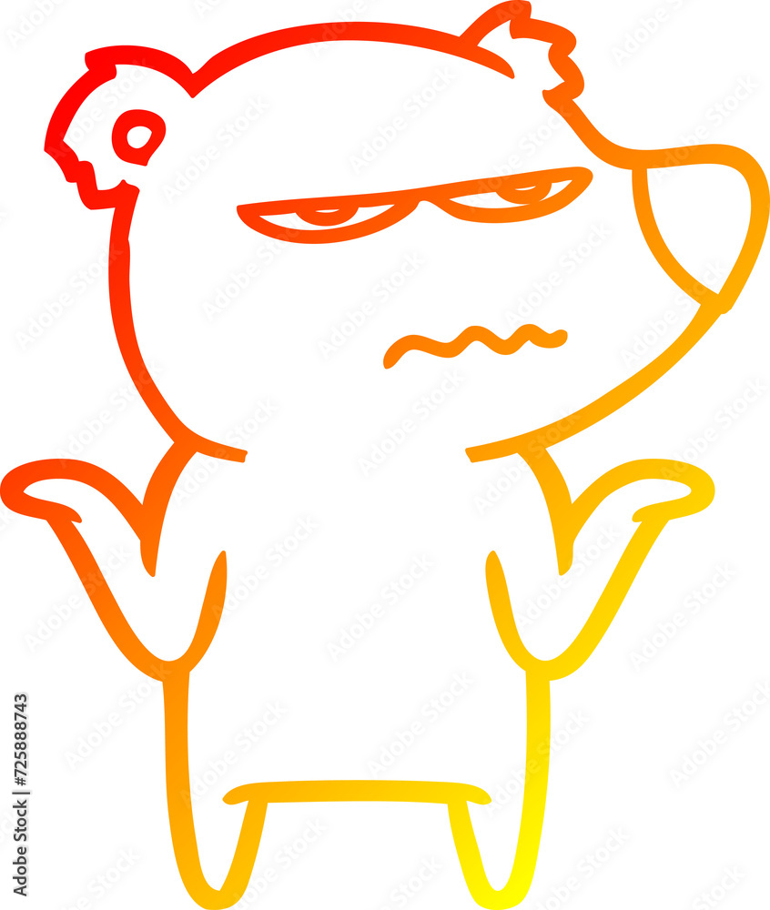 Obraz premium warm gradient line drawing annoyed bear cartoon