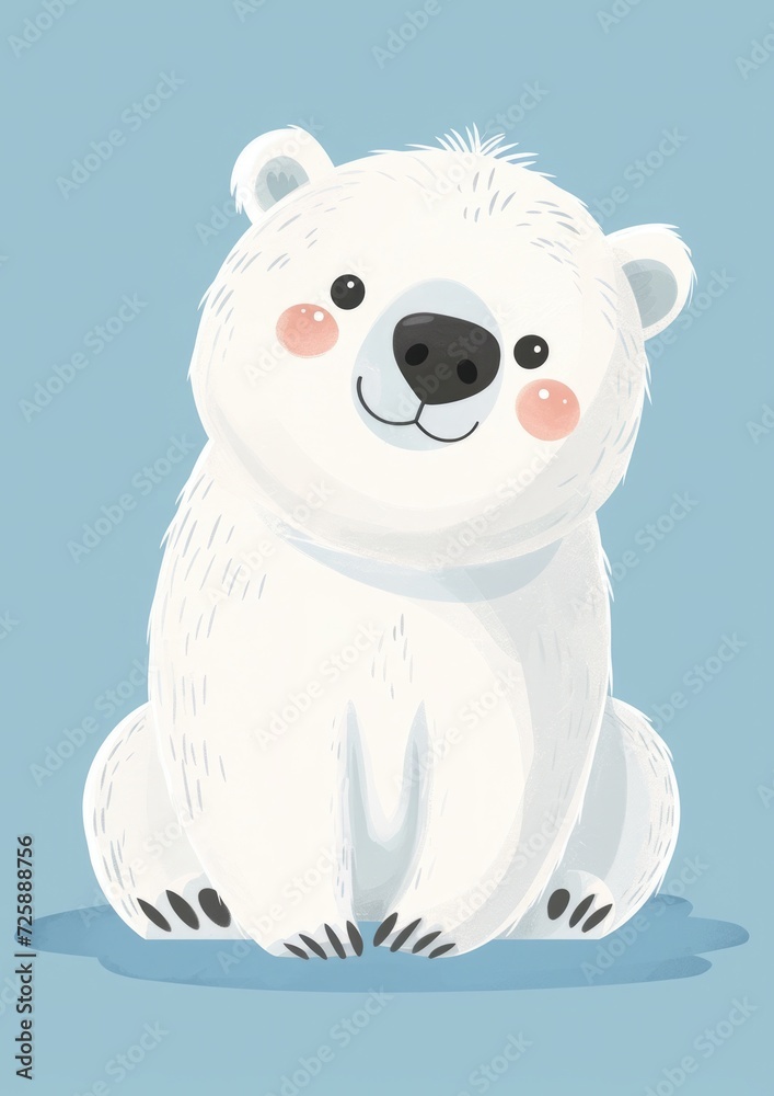 Fototapeta premium polar bear naive kids style, isolated on clean background