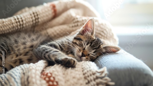 kitten, sleep relaxed on the sofa,